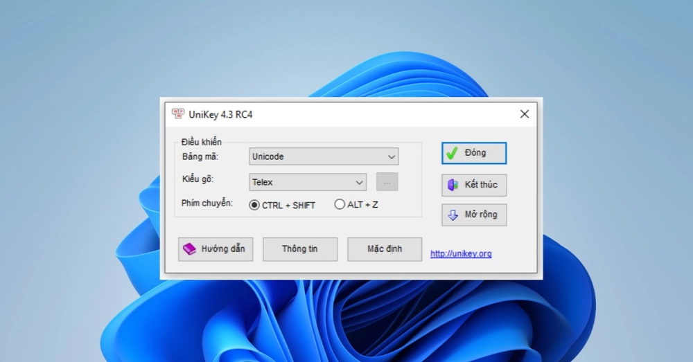 Giao diện cài đặt Unikey trên laptop